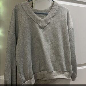 Cozy Gray V-Neck Sweatshirt